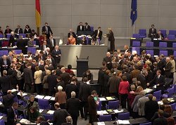 Abgeordnete bei einer Abstimmung im Plenum