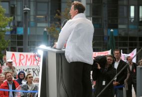 Franz Müntefering spricht während einer Wahlkampfveranstaltung.