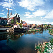 Blick auf Görlitz über die Lausitzer Neiße.