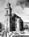Die zeitgenössische Darstellung zeigt den feierlichen Einzug zur Nationalversammlung, die von ihrem Präsidenten Heinrich von Gagern am 18. Mai 1848 in der Frankfurter Paulskirche eröffnet wurde.