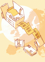 Grafik: Schritt 5 - Amtsblatt der EU: Zwei Wochen nach Veröffentlichung im Amtsblatt der EU tritt die Richtlinie in Kraft.