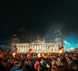 Feier vor dem Reichstagsgebäude zur Deutschen Einheit 1990