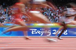 Läufer bei der Olympia 2008 im Nationalstadion in Peking.