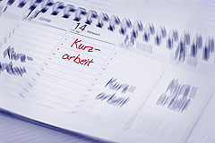 Kalender mit Eintrag "Kurzarbeit"