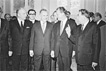 Willy Brandt besucht die Sowjetunion: Empfang im Kreml (v.l.): Der Bundesminister des Auswärtigen, Walter Scheel, der sowjetische Ministerpräsident Alexej Kossygin, Bundeskanzler Willy Brandt und der Parteichef der KPdSU, Leonid Breschnew.