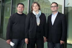 Tim B. Mller (r), Prof. Dr. Gabriele Metzler und Knstler Lutz Dammbeck 