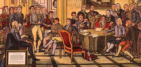  Runion des plnipotentiaires des huit puissances parties  la Paix de Paris . Jean-Baptiste Isabey