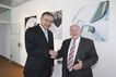 Zu Besuch in der Repräsentanz der BMW AG, Dr. Norbert Reithofer (Vorstandsvors.) begrüßt Ernst Hinsken am 24.04.2012