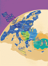 Grafik: Gezeichnete Europakarte mit Bewerber- und Kandidatenländern.