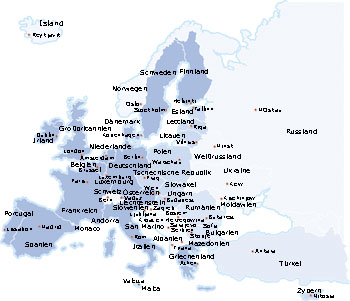 Europakarte mit Beitrittsländern