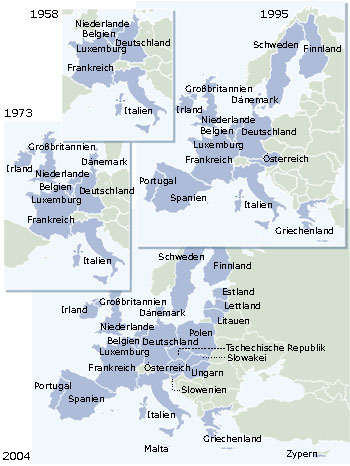 Karte zur Entwicklung der EU