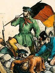 Bild: Ausschnitt aus einer Barrikadenkampfszene während der Revolution von 1848