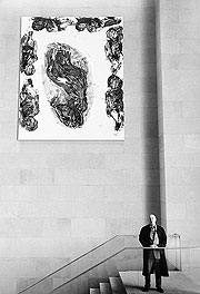 Bild: Georg Baselitz vor seiner „Melancholie“-Interpretation.