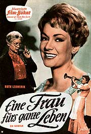 Filmplakat von 1960 mit junger Frau und der Beschriftung "Eine Frau fürs Leben".