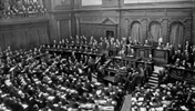 Blick in den Plenarsaal des Reichstages während einer Sitzung im Februar 1927