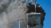 Die brennenden Türme des World Trade Centers