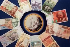 Geldscheine der Teilnehmer-Länder der Europäischen Währungsunion 
