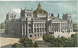 Reichstagsgebäude (erbaut von Paul Wallot,1884-94) Gesamtansicht - Farbdruck von 1896