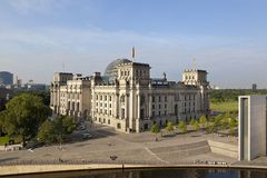Blick auf das Reichstagsgebäude vom Spreeufer aus