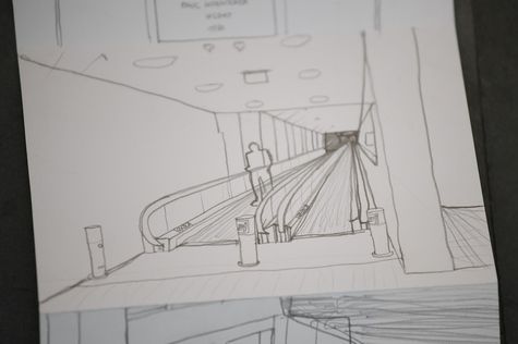 Kunst-Workshop zur Ausstellung 'Neue Linien' mit Matthias Beckmann und Schülern der Hildegard-Wegscheider-Oberschule, Berlin