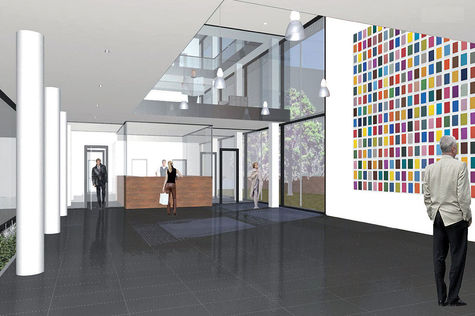 Illustration des Werks von Peter Wüthrich im Foyer des Bürogebäudes Wilhelmstraße 65