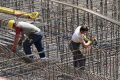 Bauarbeiter auf einer Baustelle