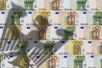 Euro-Geldbündel mit einem Bundesadler-Schatten