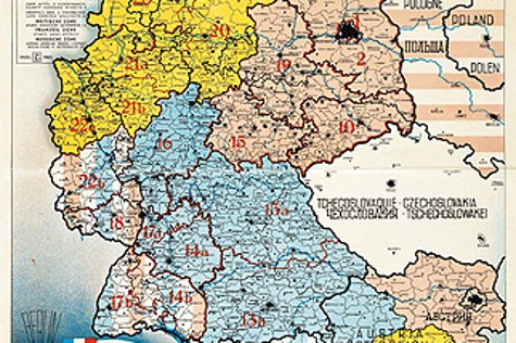 Karte der Besatzungszonen in Deutschland und Österreich, Atlanta-Service, um 1945