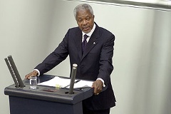 UNO-Generalsekretär Kofi Annan sprach am 28.02.2002 als Gastredner vor dem Plenum des Deutschen Bundestages.