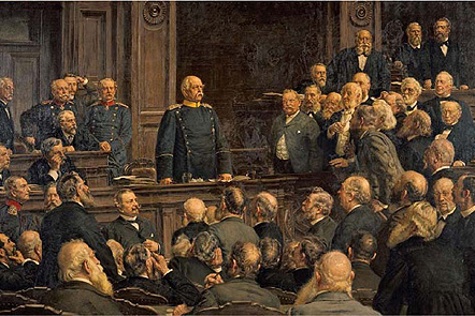 Otto von Bismarck in der Reichstagssitzung vom 6. Februar 1888: "Wir Deutschen fürchten Gott, aber sonst nichts in der Welt; und die Gottesfurcht ist es schon, die uns den Frieden lieben und pflegen lässt". Ernst Henseler, 1901