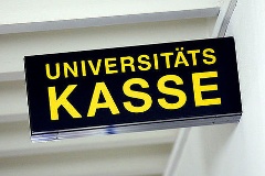 Schild einer Universitätskasse