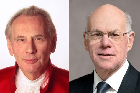 Professor Dieter Grimm, Verfassungsrichter von 1987 bis 1999 (links), und Norbert Lammert (rechts) ergründen das Spannungsverhältnis zwischen den beiden Verfassungsorganen.