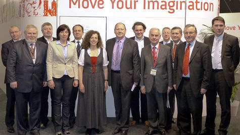 Der Tourismusausschuss des Deutschen Bundestages zu Gast auf der ITB. Hier mit Vertretern des polnischen Tourismus am Polen-Stand. 7.v.re.:Ausschussvorsitzender Klaus Brähmig, CDU/CSU.