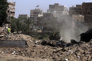 Die Altstadt von Sanaa nach einem Luftangriff