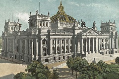 Reichstagsgebäude (erbaut von Paul Wallot,1884-94) Gesamtansicht - Farbdruck von 1896