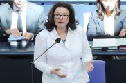 Arbeits- und Sozialministerin Andrea Nahles während der Regierungsbefragung