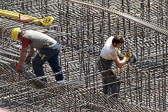 Bauarbeiter auf einer Baustelle