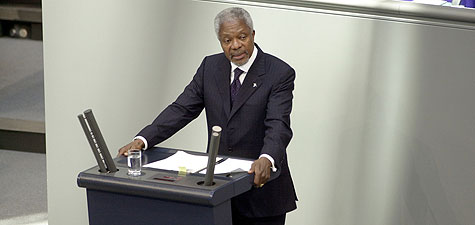 UNO-Generalsekretär Kofi Annan sprach am 28.02.2002 als Gastredner vor dem Plenum des Deutschen Bundestages.