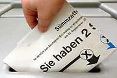 A ballot paper being cast into a ballot box