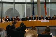 A committee meeting in the Europa Room