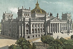 Reichstagsgebäude (erbaut von Paul Wallot,1884-94) Gesamtansicht - Farbdruck von 1896