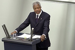 UNO-Generalsekretär Kofi Annan sprach am 28.02.2002 als Gastredner vor dem Plenum des Deutschen Bundestages.