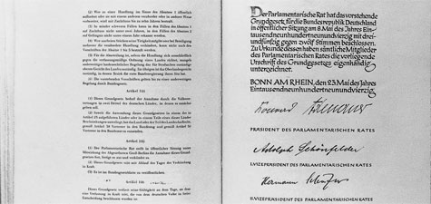 Das Grundgesetz für die Bundesrepublik Deutschland ist die Basis der parlamentarischen Demokratie. 23. Mai 1949