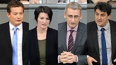 Obleute Uli Grötsch (v.l.), Irene Mihalic, Armin Schuster und Frank Tempel