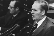 Karl Carstens während einer Rede im Jahr 1973.