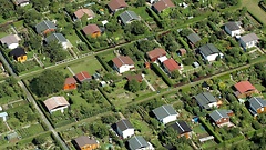 Luftaufnahme einer Dresdner Kleingartenkolonie.
