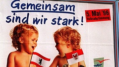 Großflächenplakat für die Länderfusion Berlin-Brandenburg 1996