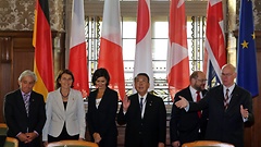 John Bercow, Laurence Dumont, Laura Boldrini, Tadamori Oshima, Martin Schulz, Norbert Lammert in Leipzig