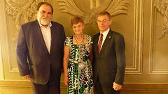 Miroslav Číž, Vorsitzender der Slowakisch-Deutschen Freundschaftsgruppe, Nadežda Babiaková, Oberbürgermeisterin der Stadt Banská Štiavnica, Bartholomäus Kalb